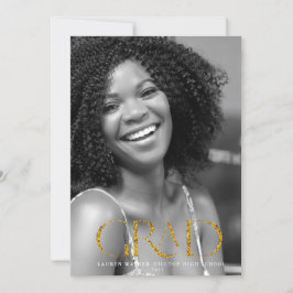 goldene funkelnde elegante Script-Graduiertenankün Einladung