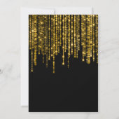 Goldene funkelnde Lichterkette Schwarz Sweet 16 Einladung (Rückseite)