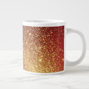 Goldene funkelnde Spur auf lebendigem rotem Hinter Jumbo-Tasse