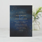 Goldene Galaxie Einladung zur Hochzeit (Stehend Vorderseite)