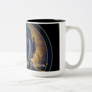Goldene Galaxy-Astronaut Kreisförmiger Vector-Kaff Zweifarbige Tasse