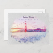 Goldene Gartbrücke Aquarellbahn Postkarte (Vorne/Hinten)