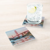 Goldene Gartbrücke Glasuntersetzer (Schrägansicht)