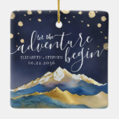 Goldene Gebirge im Wasser retten das Datum Keramikornament (Rückseite)