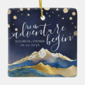 Goldene Gebirge im Wasser retten das Datum Keramikornament (Vorderseite)