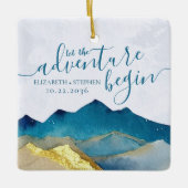 Goldene Gebirge im Wasser retten das Datum Keramikornament (Vorderseite)