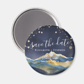 Goldene Gebirge im Wasser retten das Datum Magnet (Vorderseite/Rückseite)