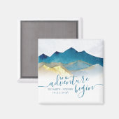 Goldene Gebirge im Wasser retten das Datum Magnet (Vorderseite/Rückseite)