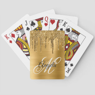 Goldene gebürstete Folien-Glitter-Tropfen-Fancy-Mo Spielkarten