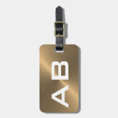 Goldene gebürstete metallische Monogramm-Initialen Gepäckanhänger (Vorderseite vertikal)