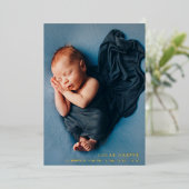 goldene Geburtsankündigung Folien Feiertagskarte (Stehend vorne)