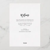 goldene Geburtsankündigung Folien Feiertagskarte (Rückseite)