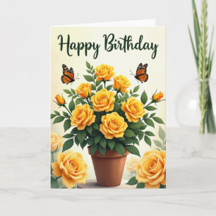 Goldene Geburtstags-Rosen-Topf-Karte Karte