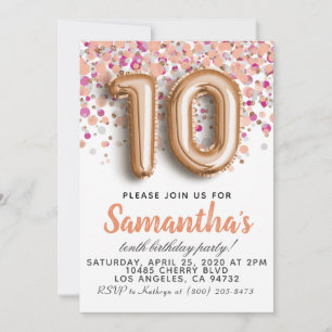 Goldene Geburtstagsfeier der 10. Rose Einladung