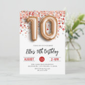 Goldene Geburtstagsfeier der 10. Rose Einladung (Stehend Vorderseite)