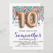 Goldene Geburtstagsfeier der 10. Rose Einladung (Vorne/Hinten)