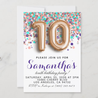 Goldene Geburtstagsfeier der 10. Rose Einladung