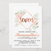 Goldene Geburtstagsfeier der 7. Rose Einladung (Vorne/Hinten)