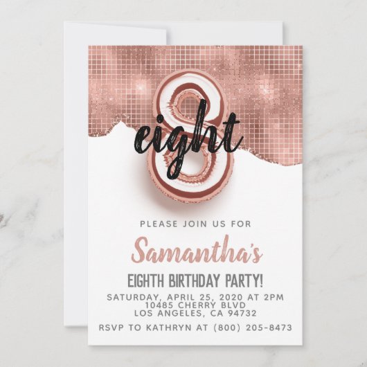 Goldene Geburtstagsfeier der 8. Rose Einladung (Vorderseite)