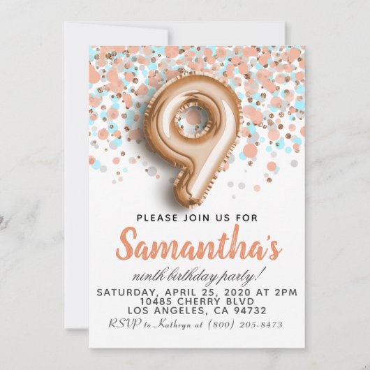 Goldene Geburtstagsfeier der 9. Rose Einladung (Vorderseite)