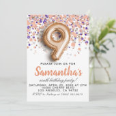 Goldene Geburtstagsfeier der 9. Rose Einladung (Stehend Vorderseite)