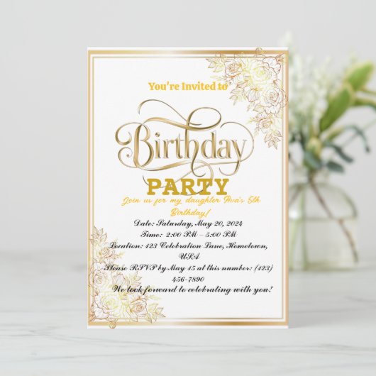 Goldene Geburtstagsfeier! Einladung (Stehend Vorderseite)