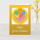 Goldene Geburtstagskarte mit Balloons Karte (Gelbe Blume)