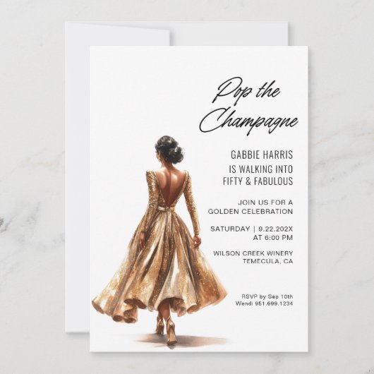 Goldene Geburtstagspartei Einladung (Vorderseite)