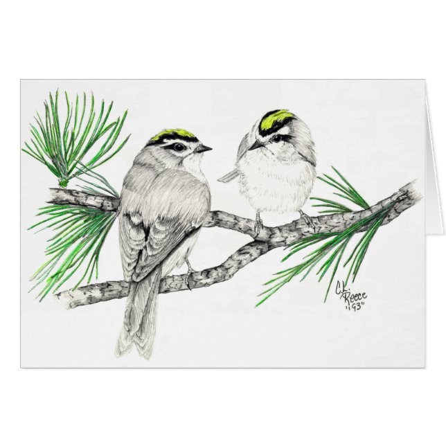 Goldene gekrönte Kinglet-Karte (Vorderseite (Horizontal))