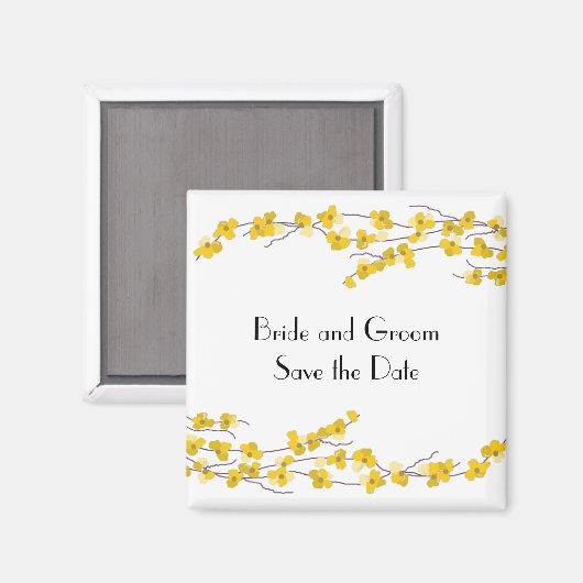 Goldene Gelbblüten Save the Date Magnet (Vorderseite/Rückseite)