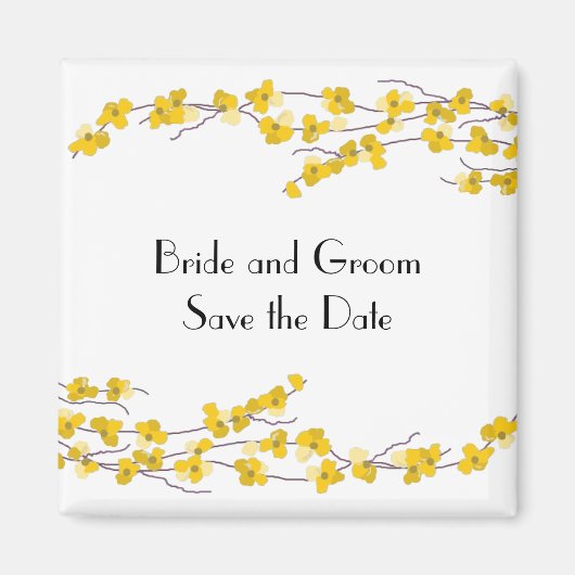 Goldene Gelbblüten Save the Date Magnet (Vorne)