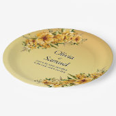 Goldene gelbe Blumen 9" Pappteller (Schrägansicht)