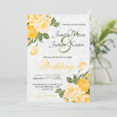 Goldene gelbe Blumen Einladung (Stehend Vorderseite)