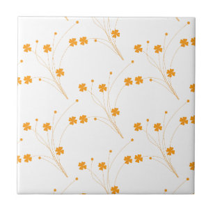 Goldene gelbe Blumen, kleine Blumendrucke Fliese