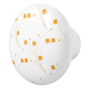 Goldene gelbe Blumen, kleine Blumendrucke Keramikknauf