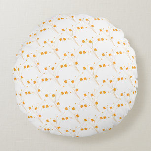 Goldene gelbe Blumen, kleine Blumendrucke Rundes Kissen