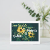 Goldene gelbe Blumen Save the Date Postkarte (Stehend Vorderseite)