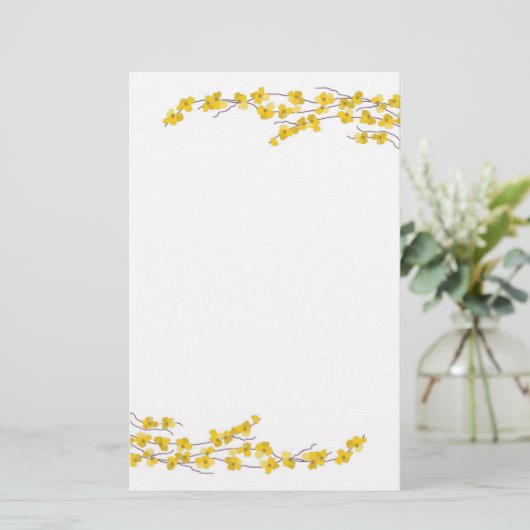 Goldene gelbe Blüten Briefpapier (Stehend Vorderseite)
