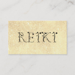 *~* goldene gelbe Efeu-Typografie Glitzer-REIKI Visitenkarte