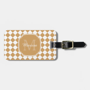 Goldene gelbe geprüfte Monogramm mit Name Gepäckanhänger