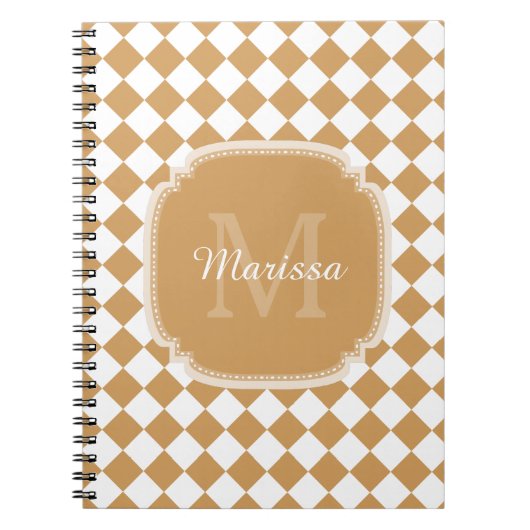 Goldene gelbe geprüfte Monogramm mit Name Notizblock (Vorderseite)
