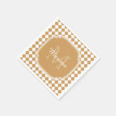 Goldene gelbe geprüfte Monogramm mit Name Serviette (Ecke)
