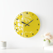 Goldene gelbe hawaiische tropische Palme Große Wanduhr (Zuhause)