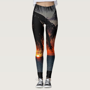 Goldene gelbe Sonnenuntergang-karibisches Leggings