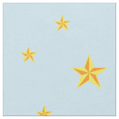 Goldene gelbe Sterne auf hellblau Stoff (Nahaufnahme)