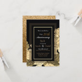 Goldene, gelbe und braune Rose zum 50-jährigen Jub Karte (Vorderseite/Rückseite Beispiel)