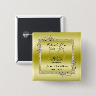 Goldene Gem & Glitzer 50. Goldene Geburtstagsparty Button