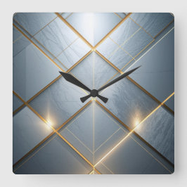 Goldene Geometrie Marmor Luxus Muster Quadratische Wanduhr