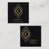 Goldene Geometrie mit Mond Quadratische Visitenkarte (Vorne/Hinten)