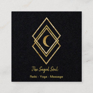 Goldene Geometrie mit Mond Quadratische Visitenkarte